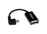 StarTech.com Micro USB rechts gewinkelt auf USB OTG Adapter Stecker / Buchse - Micro USB zu USB Kabel 12cm - On The Go Kabel - Schwarz - USB-Adapter - USB (W)