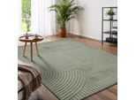 Designteppich OTTO HOME "Eliaan 3D Optik/Hoch-Tief Effekt", grün, B:160cm H:14mm L:230cm, Polyester, Polypropylen (PP), Teppiche, hohe Flordichte und angenehm weich, Teppich Wohnzimmer Boho Design