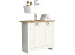 VCM Holz Waschbeckenunterschrank Badschrank Maße: H. 58 x B. 65 x T. 30 cm 2 Drehtüren - Balusa M