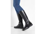 bonprix Stiefel, schwarz, Gr.36, Klassischer Weitschaftstiefel mit elastischen Einsätzen, aus Vegan