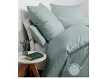 Bettwäsche JANINE "Interlock-Jersey59000 3", grün (salbeigrün), B/L: 135cm x 200cm, 1 Stk., 1 Stk., Interlock-Jersey, B/L: 80cm x 80cm, Interlock-Jersey, Obermaterial: 100% Baumwolle, Bettwäsche, Bettwäsche, mit Reissverschluss