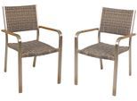 Stapelstuhl GARDEN PLEASURE "FLORENCE", braun (braun, champagner), B:55cm H:85cm T:60cm, Kunststoff, Stühle, Stapelstuhl, 2er Set