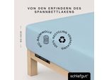 Spannbettlaken SCHLAFGUT "Soft Contact", blau (blau light), L:200cm, Feinbiber, Obermaterial: 100% Baumwolle, Bettlaken, Spannbettlaken, 100% Bio Baumwolle