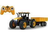 RC-Auto JAMARA "JCB Fastrac Traktor mit Kippanhänger 1:24 - 2,4 GHz", gelb, Fernlenkfahrzeuge, KinderB:11,5cm H:13,5cm T:44cm, Kunststoff, mit LED-Lichtern, B:11,5cm H:13,5cm T:44cm