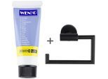 Toilettenpapierhalter WENKO "Modell Bosio", schwarz, B:15cm H:10,5cm L:6,5cm, Edelstahl, Toilettenpapierhalter, inkl. Power-Loc Kleber, Edelstahl, Befestigen ohne Bohren