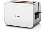 BOSCH Toaster "Styline TAT8611N, integrierter Brötchenaufsatz, Liftfunktion", weiß, B:31,3cm H:18,4cm T:17cm, Toaster, Auftaufunktion, Abschaltautomatik, Brotzentrierung, Edelstahl/weiß