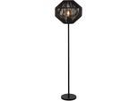 SEARCHLIGHT Stehlampe "Wicker Floor Lamp - Matt Black Metal & Black Rope Shade", schwarz (matt schwarz), 1, Ø 41cm H: 132cm, 1 Stk., Leuchten, Naturmaterial, Stehlampe