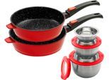 Pfannen-Set KING, rot, Ø:28cm, Pfannen, Induktion, abnehmbare Pfannengriffe, Schüsselset