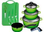 Topf-Set KING "ALUGUSS", grün, Töpfe, Glasdeckel, Induktion,Keramikantihaftbeschichtung