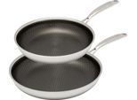 Pfannen-Set HENSSLERS, silber (edelstahlfarben), Ø:28cm, Pfannen, 3-Schicht Material, Wabenstruktur und Antihaftbeschichtung, Induktion