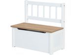 Truhenbank ROBA "Woody, natur & weiß", beige (natur, weiß), Sitzbänke, Kinder, B/H/T: 56cm x 53cm x 28cm, aufklappbar, B:56cm H:53cm T:28cm