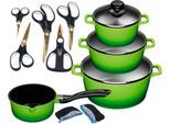 Topf-Set KING "ALUGUSS", grün, Töpfe, Glasdeckel,Keramikantihaftbeschichtung,Induktion