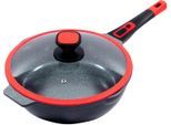 Bratpfanne KING "Click-Grip", schwarz (schwarz, rot), H:9,5cm Ø:32cm, Pfannen, Bratpfanne, abnehmbarer Griff, Induktion, Ø 32 cm