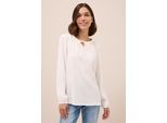 Langarmbluse CECIL, Damen, Gr. M (40), weiß (vanilleweiß), Stoff, 100% Viskose, unifarben, normal normal, Rundhals, abgesteppt, Blusen, aus softer Viskose