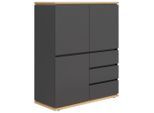 Xora Highboard, Graphit, Eiche Artisan, Holzwerkstoff, 3 Fächer, 3 Schublade(n) Schubladen, 100x121x42 cm, FSC Mix, Typenauswahl, Beimöbel erhältlich, stehend, Wohnzimmer, Kommoden & Sideboards, Highboards