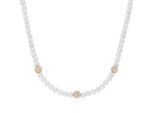 Collier "mit Zirkonia und Muschelkern-Perlen, Silber 925", rosa (rosé vergoldet), GIORGIO MARTELLO MILANO, Halsketten, Damen, 45cm, Silber 925 (Sterlingsilber), Collier