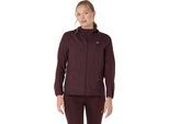 Regenjacke ASICS "ROAD PACKABLE JACKET", Damen, Gr. L, schwarz currant, Web, Obermaterial: 100% Nylon, normal, hoch geschlossener Ausschnitt, Raglanärmel elastischer Bund, Jacken Regenjacke
