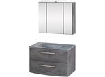 Waschtisch-Set WELLTIME "Windau", grau (oxid stone), B:80cm H:200cm T:49cm, Kastenmöbel-Sets, Breite 80 cm