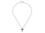 Kette mit Anhänger "mit Anhänger Kreuz, schwarze Spinelle, Silber 925", schwarz, GIORGIO MARTELLO MILANO, Halsketten, Damen, 45cm, Silber 925 (Sterlingsilber)