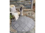 Teppich CARPET CITY "In-& Outdoorteppich Santorini 457, 3D-Effekt, Raute-Look", grau (anthrazit), H:5mm Ø:200cm, Polypropylen, Teppiche, Teppich, Wetterfest & UV-beständig für Terrasse, Balkon, Küche, Flur