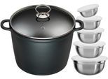 Suppentopf KING, schwarz, B:26cm H:18cm L:33cm Ø:24cm, Töpfe, Suppentopf, Kochtopf 7LØ24cm+Glasdeckel, Induktion, Keramikbeschichtung »Fusion«