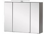 Spiegelschrank WELLTIME "Kaunas", grau (grafitgrau), B:80cm H:64cm T:20cm, Holzwerkstoff, Schränke, Spiegelschrank, 80 cm breit, Soft-Close-Funktion