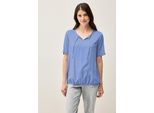 Kurzarmbluse CECIL, Damen, Gr. XL (44), blau (aster blau), Stoff, 100% Viskose, unifarben, klassisch normal, Rundhals, Bündchen, Blusen, mit Elastiksaum