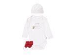 Erstausstattungspaket LILIPUT "Joy Peace and Love", Mädchen, Gr. 62/68, weiß (weiß, rot), 100% Baumwolle, KOB Set-Artikel Erstausstattungspaket, bestehend aus Body, Mütze und Söckchen