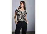 Hemdbluse STREET ONE, Damen, Gr. 36, schwarz, Stoff, 100% Viskose, bedruckt, gerade normal, Rundhals, Bündchen, Blusen Hemdbluse, aus softer Viskose