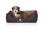 Knuffelwuff Orthopädisches Hundebett Outback aus laser-gestepptem Kunstleder creme/ schwarz M-L