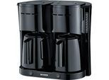 SEVERIN Kaffeemaschine Duo 2in1 KA 9315, 2 getrennte Heizsysteme, 2 Thermoskannen mit Durchbrühdeckel, Tropf‑Stopp, Abschaltautomatik, B 395 x T 255 x H 365 mm, schwarz