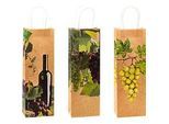 Flaschentaschen Set TSI Rot-/Weisswein, 12-teilig, 3 verschiedene Motive, Tragekordel, B 120 x T 80 x H 360 mm, recycelbares Kraftpapier, gelb