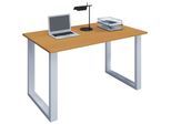 VCM Holz Schreibtisch H. 76 x B. 140 x T. 50 cm Computertisch schlicht Füße aus hochwertigem Metall Arbeitstisch Büromöbel - Lona U