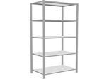 Schulte Lagertechnik Büroregal Stecksystem MultiPlus150, Grundregal, 5 Fachböden, mit Mittelanschlag, B 1000 x T 600 x H 1800 mm, Lichtgrau RAL 7035