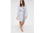 Damenbademantel KANGAROOS "Luana, ideal für Sauna & Spa, Hotelbademantel, Morgenmantel" Gr. M, grau, L:90cm, Leichtfrottier, Hausmäntel, Damenbademantel, Streifen - Bademantel für Damen, gestreift, XS-3XL