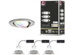 PAULMANN LED Einbauleuchte "LED Einbauleuchte Nova Coin rund 84mm 50", silber (edelstahlfarben), 3, Ø 8,4cm, 3 Stk., Leuchten, Memoryfunktion, Farbwechsler, Farbsteuerung, Dimmer, Smart Home