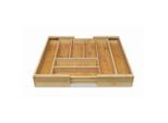 Homeware Besteckeinsatz , Naturfarben , Holz , Bambus , 6 Fächer , 35-58x43x6 cm , variabel ausziehbar , Küchenzubehör, Küchenhelfer, Besteckeinsätze