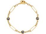 Armband LEONARDO "Delica Clip&Mix", schwarz (gelbgoldfarben, schwarz, schwarz), Armbänder, Damen, 19cm, Edelstahl, Armband, mit Kristallglas
