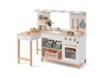 Musterkind Kinderküche , Naturfarben, Weiß , Holz , 59x87x100 cm , EN 71, CE, FSC 100% , schadstofffrei, Holzgriffe, mit Knöpfen , Spielzeug, Holzspielzeug