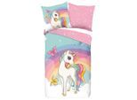 Jugendbettwäsche , Mehrfarbig , Textil , Einhorn , 135x200 cm , atmungsaktiv , Heimtextilien, Bettwäsche & Leintücher, Kinderbettwäsche