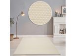 Wollteppich THEKO "Alpen", beige (natur weiß), B:170cm H:12mm L:240cm, Schurwolle, Teppiche, handgewebter Wendeteppich, meliert, reine Wolle, Wohnzimmer