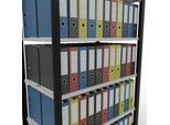 Schulte Lagertechnik Büroregal Stecksystem MultiPlus150, Grundregal, 6 Fachböden, mit Mittelanschlag, B 1000 x T 600 x H 2000 mm, Schwarz/Lichtgrau