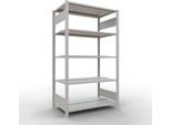 Schulte Lagertechnik Büroregal Stecksystem MultiPlus150, Grundregal, 5 Fachböden, mit Mittelanschlag, B 1000 x T 600 x H 1800 mm, Lichtgrau RAL 7035