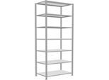 Schulte Lagertechnik Büroregal Stecksystem MultiPlus150, Grundregal, 7 Fachböden, mit Mittelanschlag, B 1000 x T 600 x H 2300 mm, RAL 7035 Lichtgrau