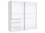 Carryhome Schwebetürenschrank, Weiß, Holzwerkstoff, 3 Fächer, 3 Schublade(n) Schubladen, 200x200x61 cm, Typenauswahl, in verschiedenen Größen erhältlich, Schlafzimmer, Kleiderschränke, Schwebetürenschränke