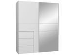 Carryhome Schwebetürenschrank, Weiß, Alu, Glas, Holzwerkstoff, 3 Fächer, 3 Schublade(n) Schubladen, 170x200x61 cm, Typenauswahl, in verschiedenen Größen erhältlich, Schlafzimmer, Kleiderschränke, Schwebetürenschränke