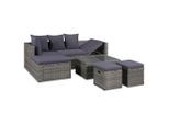vidaXL 4-tlg. Garten-Lounge-Set mit Auflagen Poly Rattan Grau