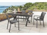 Garten-Essgruppe DESTINY "COSTA GARDA", grau (anthrazit), Aluminium, Sitzmöbel-Sets, Garten-Essgruppe, (Set 5-tlg., 4 Sessel, 1 Tisch verstellbar 160/210x100x75cm) Aluminium