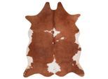 Novel Rinderfell , Braun, Weiss , Textil , Tier , Tierform , 155x190 cm , für Fussbodenheizung geeignet, lichtunempfindlich, strapazierfähig, leicht zusammenrollbar, rutschfeste Unterfläche, vegan , Teppiche & Böden, Teppiche, Schaf- & Kuhfelle