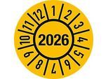 moedel Prüfplakette Jahr 2026 mit Monaten, Folie, Ø 30 mm, 500 Stück/Rolle